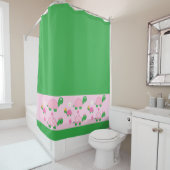 カラフルなピンクのかわいいアオウミガメ シャワーカーテン (インサイチュ)
