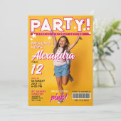 カラフルなピンクのガーリーな12歳の誕生日パーティー 招待状 (スタンド正面)