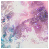 カラフルなピンクのターコイズの銀河系のモダンの星雲 ファブリック (クローズアップ)