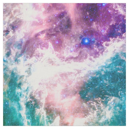 カラフルなピンクのターコイズの銀河系のモダンの星雲 ファブリック (見本)