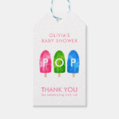 カラフルなピンクのベビーシャワー Ready to Pop ギフトタグ (正面)