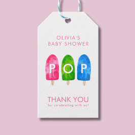 カラフルなピンクのベビーシャワー Ready to Pop ギフトタグ