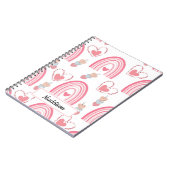 カラフルなピンクのボヘミアンレインボーとハート ノートブック (左側)
