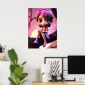 カラフルなピンクの妖精の子供用壁ポスター ポスター (ホームオフィス)