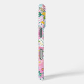 カラフルなピンクの庭のモノグラム入り Case-Mate iPhoneケース (裏面 / 右)