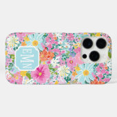 カラフルなピンクの庭のモノグラム入り Case-Mate iPhoneケース (裏面 (横))