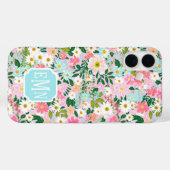 カラフルなピンクの花園のモノグラム Case-Mate iPhoneケース (裏面 (横))