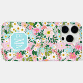 カラフルなピンクの花園 モノグラム Case-Mate iPhoneケース (裏面 (横))