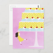 カラフルなピンクの赤ちゃんの女の子の誕生日ケーキ ポストカード (正面/裏面)