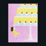 カラフルなピンクの赤ちゃんの女の子の誕生日ケーキ ポストカード<br><div class="desc">お願い事をしてキャンドルを吹き消してね、赤ちゃんの女の子！</div>