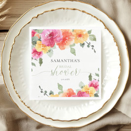 カラフルなピンクオレンジの芍薬 春のブライダルシャワー スタンダードランチョンナプキン