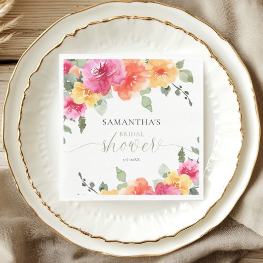 カラフルなピンクオレンジの芍薬 春のブライダルシャワー スタンダードランチョンナプキン