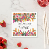 カラフルなピンクオレンジトロピカルフラワーブライダルシャワー スタンダードカクテルナプキン (インサイチュ)