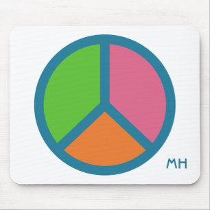 カラフルなピースサインのカスタムなモノグラムのmousepad マウスパッド