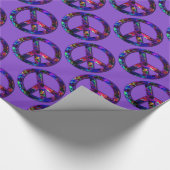 カラフルなピースサインパターン紫色の包装紙 ラッピングペーパー (角)