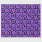 カラフルなピースサインパターン紫色の包装紙 ラッピングペーパー (フラット)
