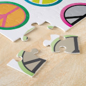 カラフルなピースサイン-ピースサインパターン ジグソーパズル (側面)