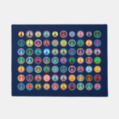 カラフルなピースマーク ドアマット (正面)