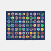 カラフルなピースマーク フリースブランケット (正面(横))