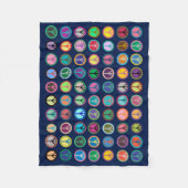 カラフルなピースマーク フリースブランケット (正面)