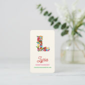 カラフルなファンタジー春の花Lモノグラム名 名刺 (スタンド正面)