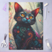 カラフルなファンタジー猫 薄葉紙 (クラフト)