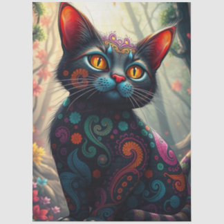 カラフルなファンタジー猫 薄葉紙