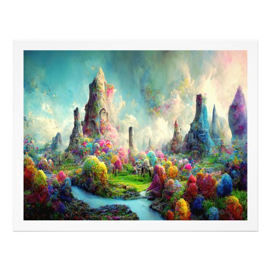 カラフルなファンタジー自然風景 フォトプリント            (正面)