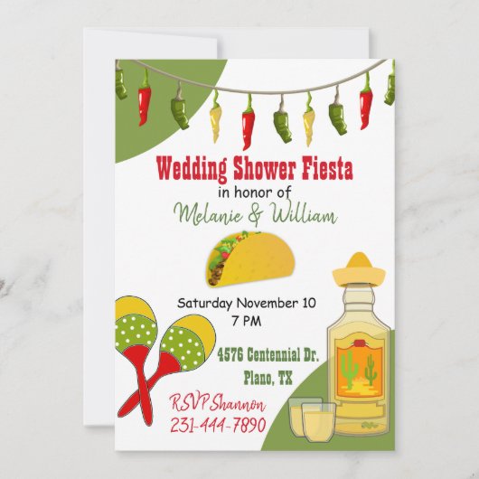 カラフルなフィエスタをテーマにしたウェディングパーティーの招待状 招待状 (正面)