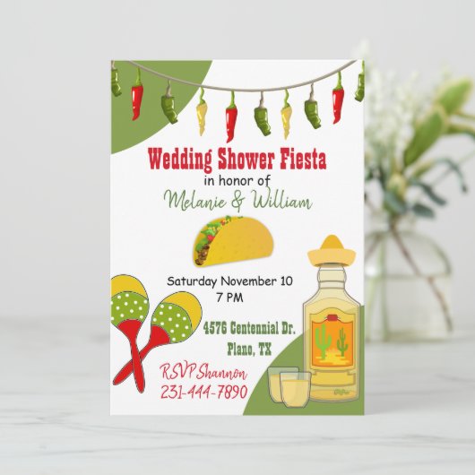 カラフルなフィエスタをテーマにしたウェディングパーティーの招待状 招待状 (スタンド正面)