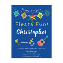 カラフルなフィエスタ男子誕生日パーティー招待状