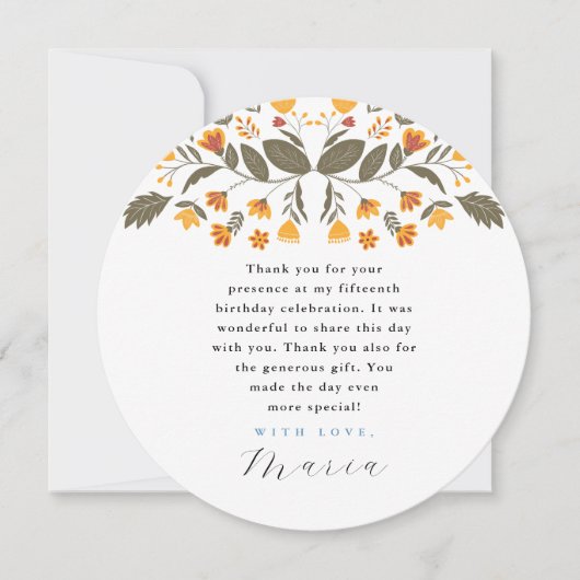 カラフルなフィエスタ ボタニカル 15歳の誕生日お礼 招待状 (正面)