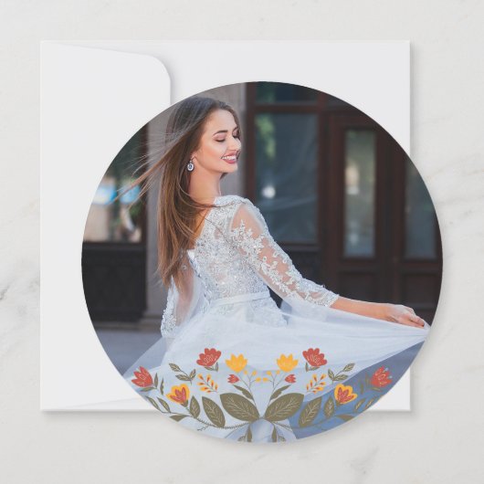 カラフルなフィエスタ 15歳の誕生日写真ありがとうカード 招待状 (裏面)