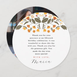 カラフルなフィエスタ 15歳の誕生日写真ありがとうカード 招待状