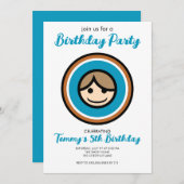 カラフルなフェイスグラフィックパーティー招待状 招待状 (正面/裏面)