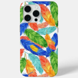 カラフルなフェザーパターン - 水彩抽象画 iPhone 15 PRO MAXケース
