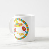 カラフルなフェスタのソンブレロの帽子Maracas コーヒーマグカップ (正面左)