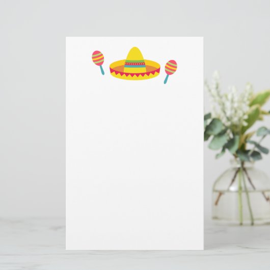 カラフルなフェスタのソンブレロの帽子Maracas 便箋 (スタンド正面)