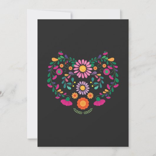 カラフルなフェスタのブライダルシャワーのメキシコ人の花 招待状 (裏面)