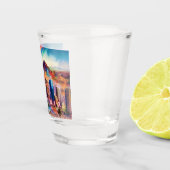 カラフルなフェニックスの空のライン抽象アート ショットグラス (右)