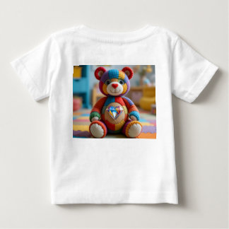 カラフルなフェルトのテディベア ベビーTシャツ