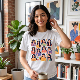 カラフルなフォークアートの美意識 女性の肖像画 トライブレンドTシャツ