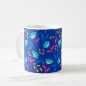 カラフルなフォークアートの花柄 コーヒーマグカップ (正面左)