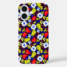 カラフルなフォークアートの花柄iPhoneケース iPhone 16ケース
