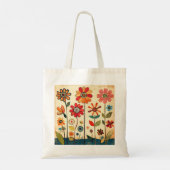 カラフルなフォークアートの花 トートバッグ (裏面)