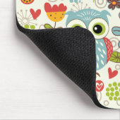 カラフルなフクロウおよび花の幸せなマウスパッド マウスパッド (コーナー)