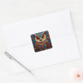 🦉 カラフルなフクロウのアート グッズ 🦉 スクエアシール (封筒)