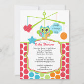 カラフルなフクロウの可動装置のベビーシャワー招待状 招待状 (正面)