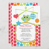 カラフルなフクロウの可動装置のベビーシャワー招待状 招待状 (正面/裏面)