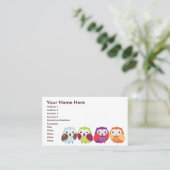 カラフルなフクロウの名刺 名刺 (スタンド正面)